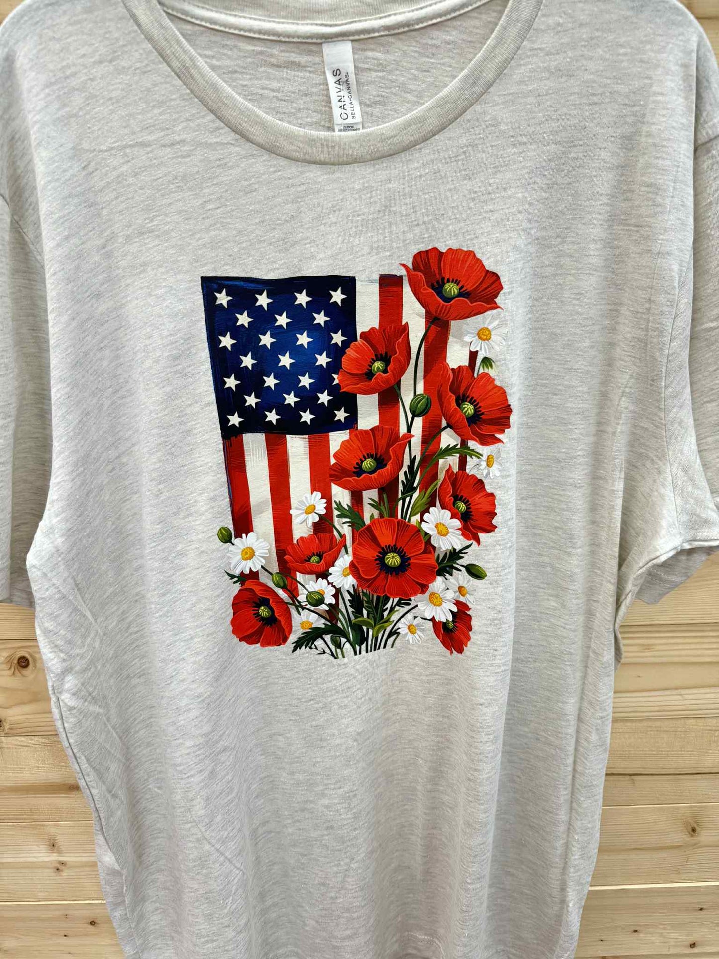 American Flag with Poppies & Daisies Shirt