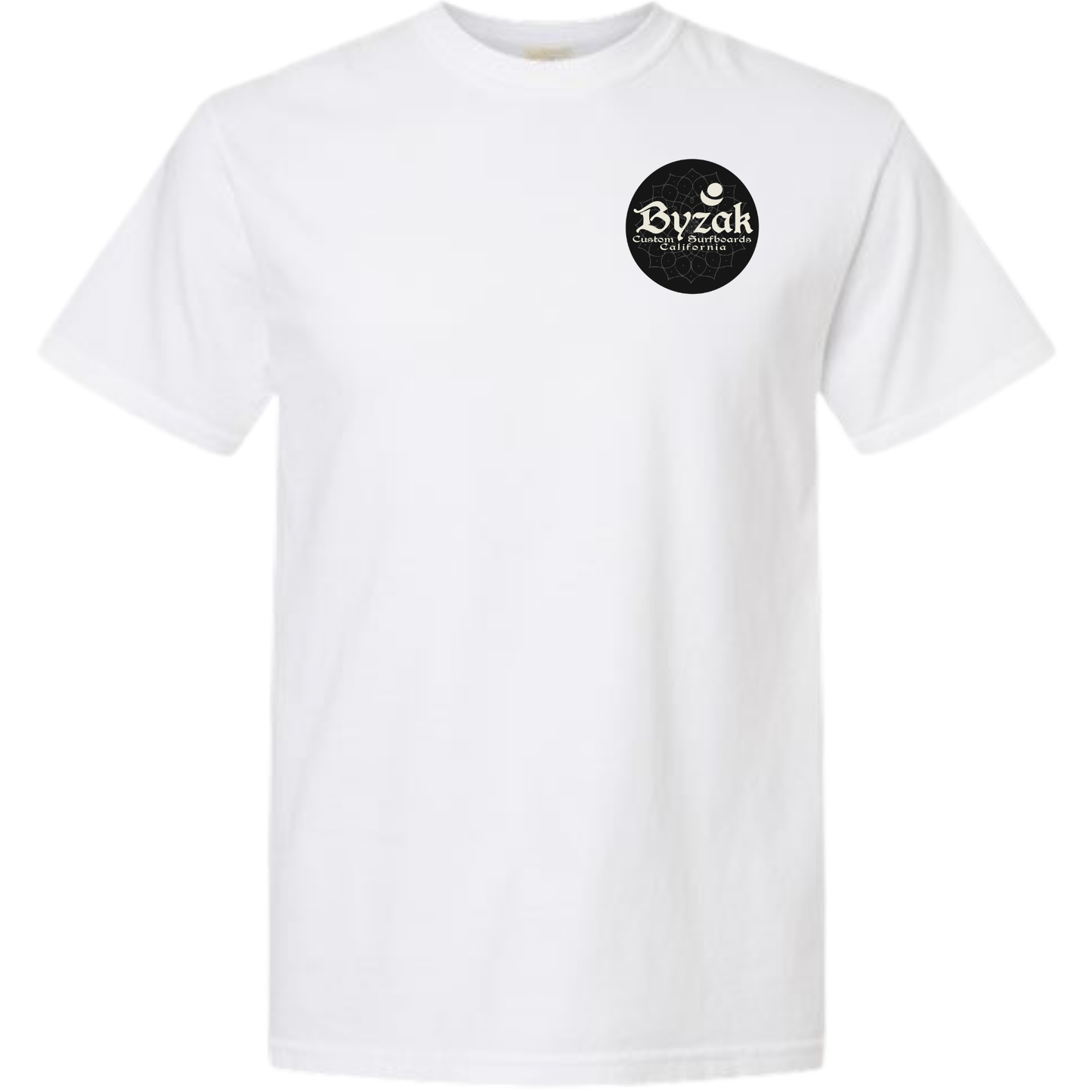 Byzak Surfboards T Shirt - White w/Black Logo