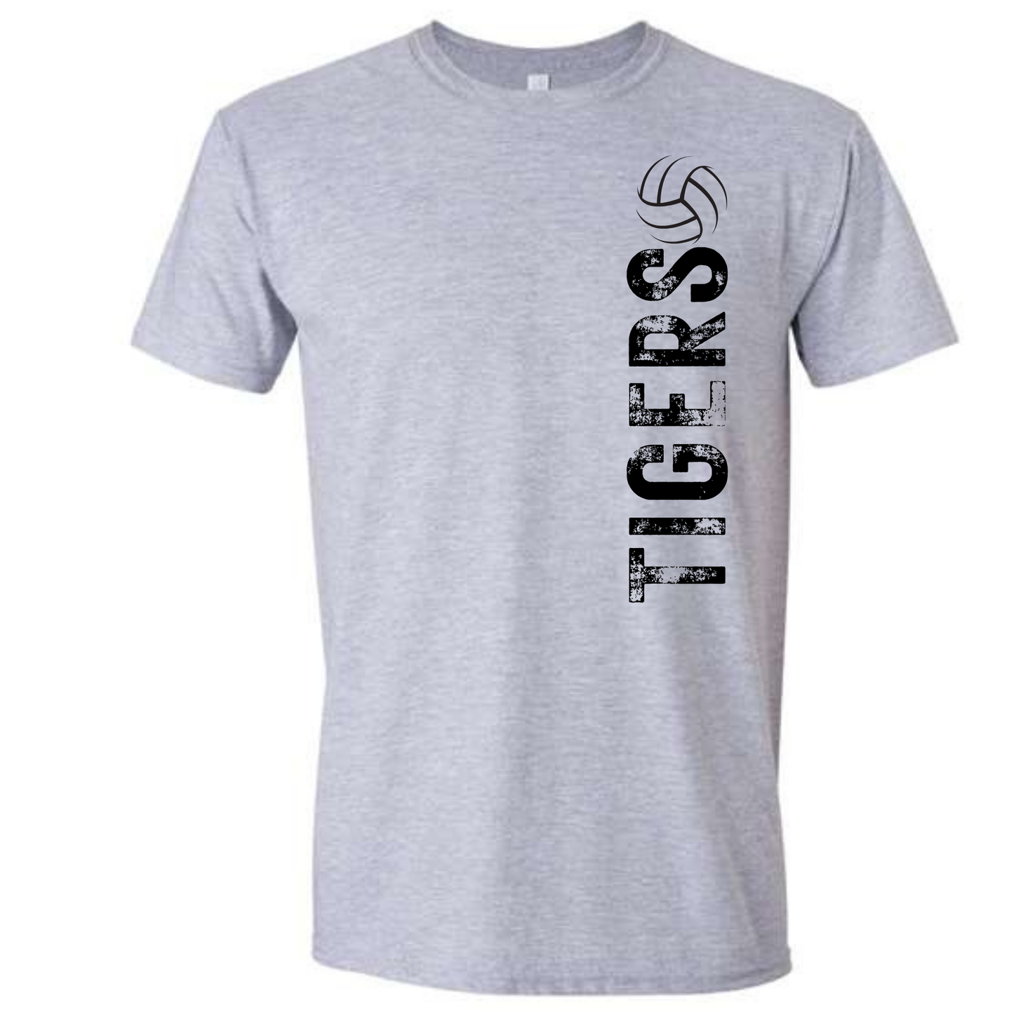TIgers Volleyball Stamped Tee Shirt, Sweatshirt or Hoodie - Grey