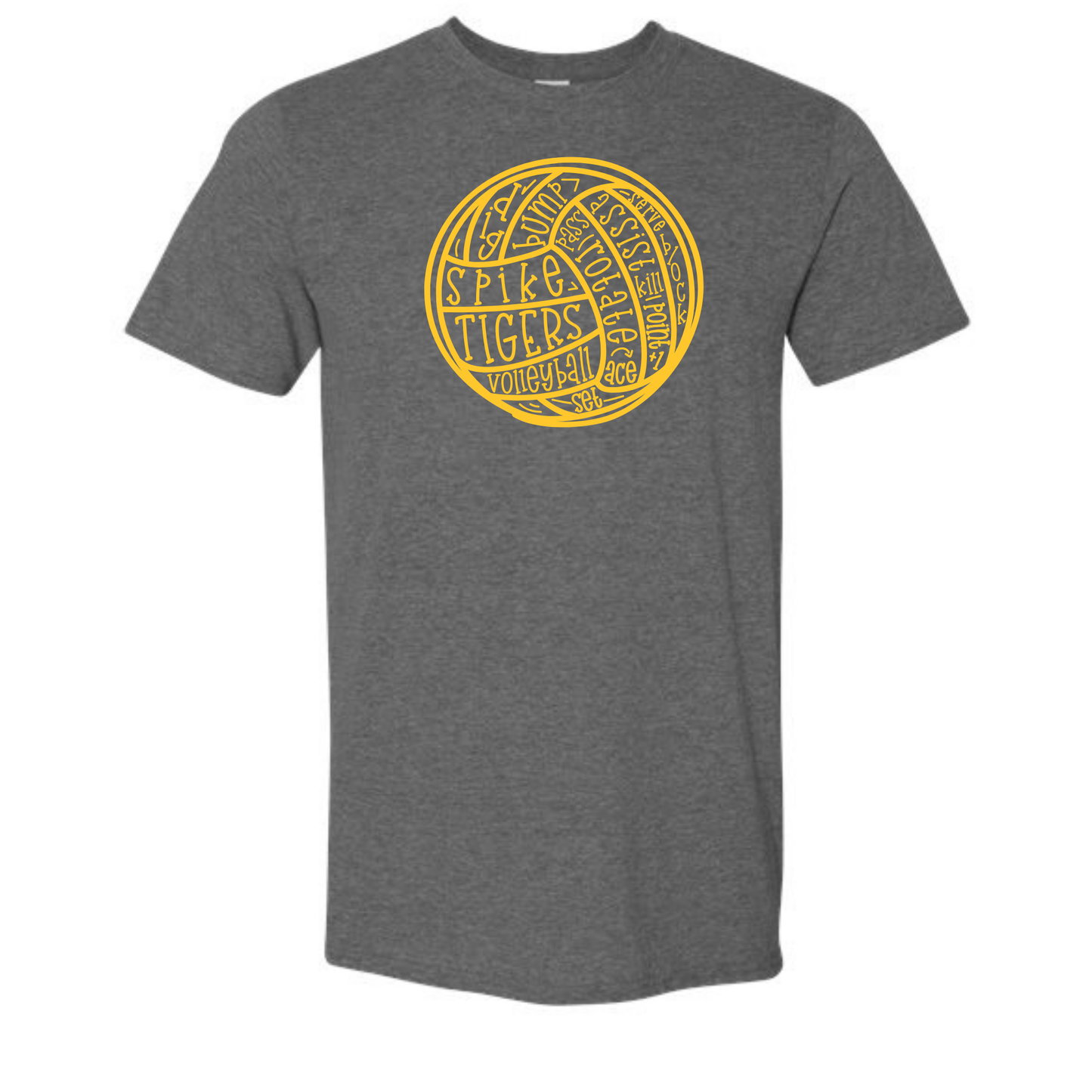 Tigers Volleyball Setter Tee Shirt, Sweatshirt or Hoodie - Grey