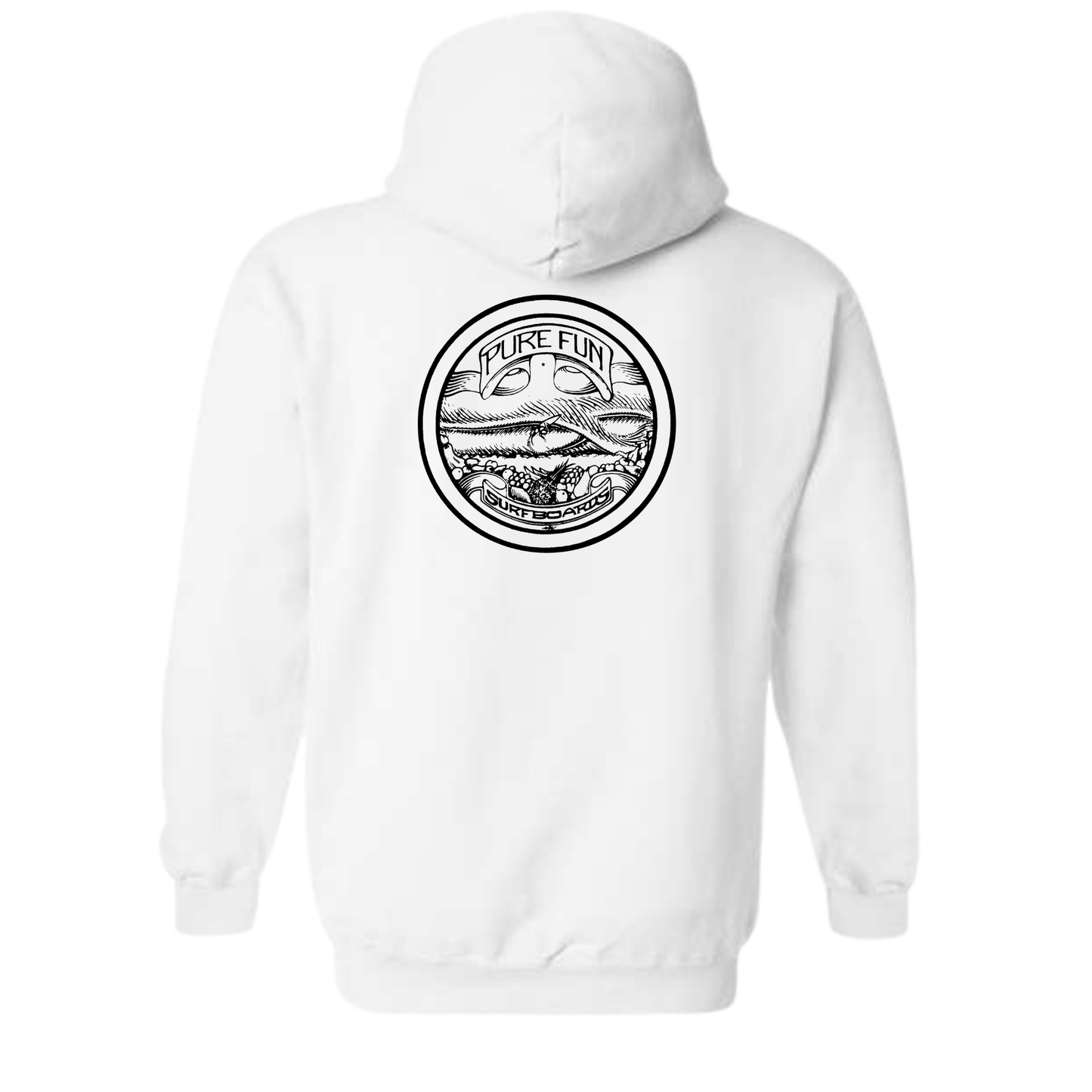 Byzak Surfboards Pure Fun Zip Up Hoodie- White w/Black Logo