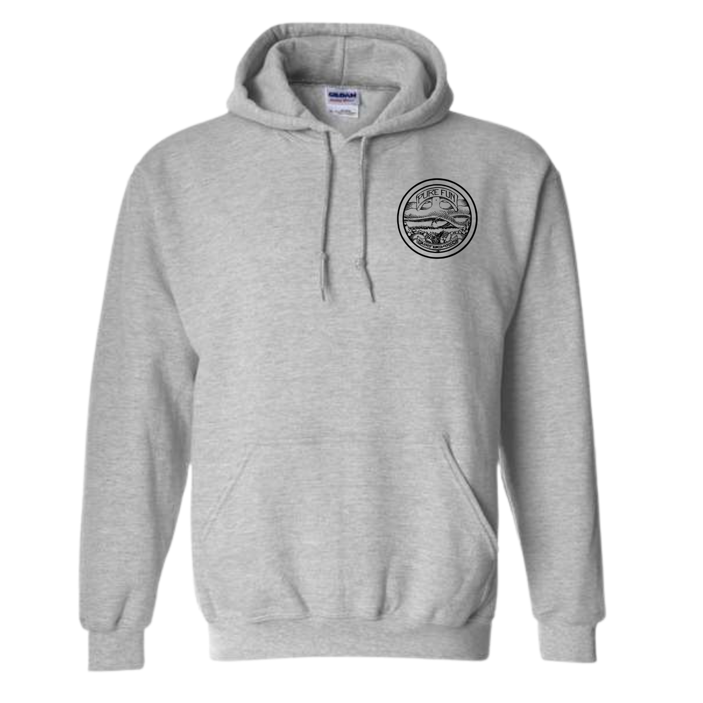 Byzak Surfboards Pure Fun Hoodie- Grey w/ Black Logo