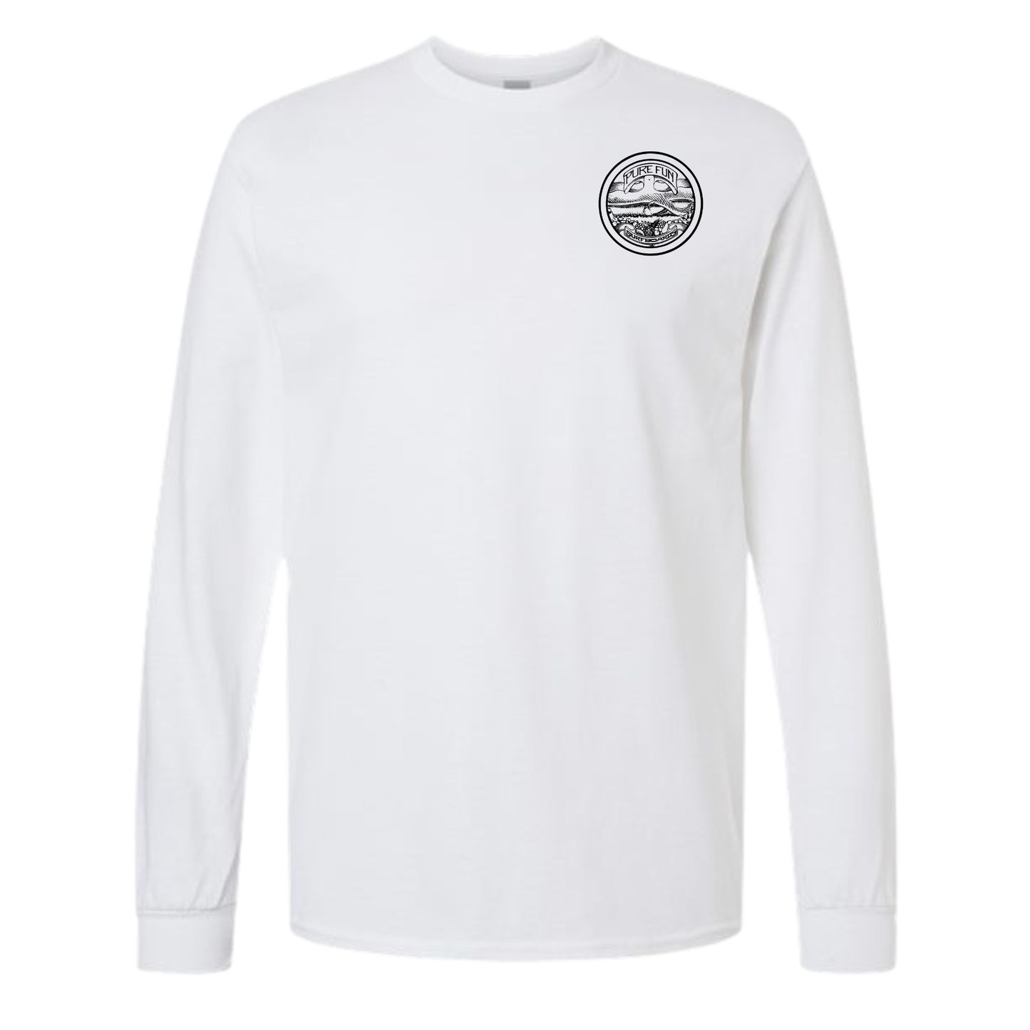 Byzak Surfboards Long Sleeve Tee Shirt- White w/Black Logo