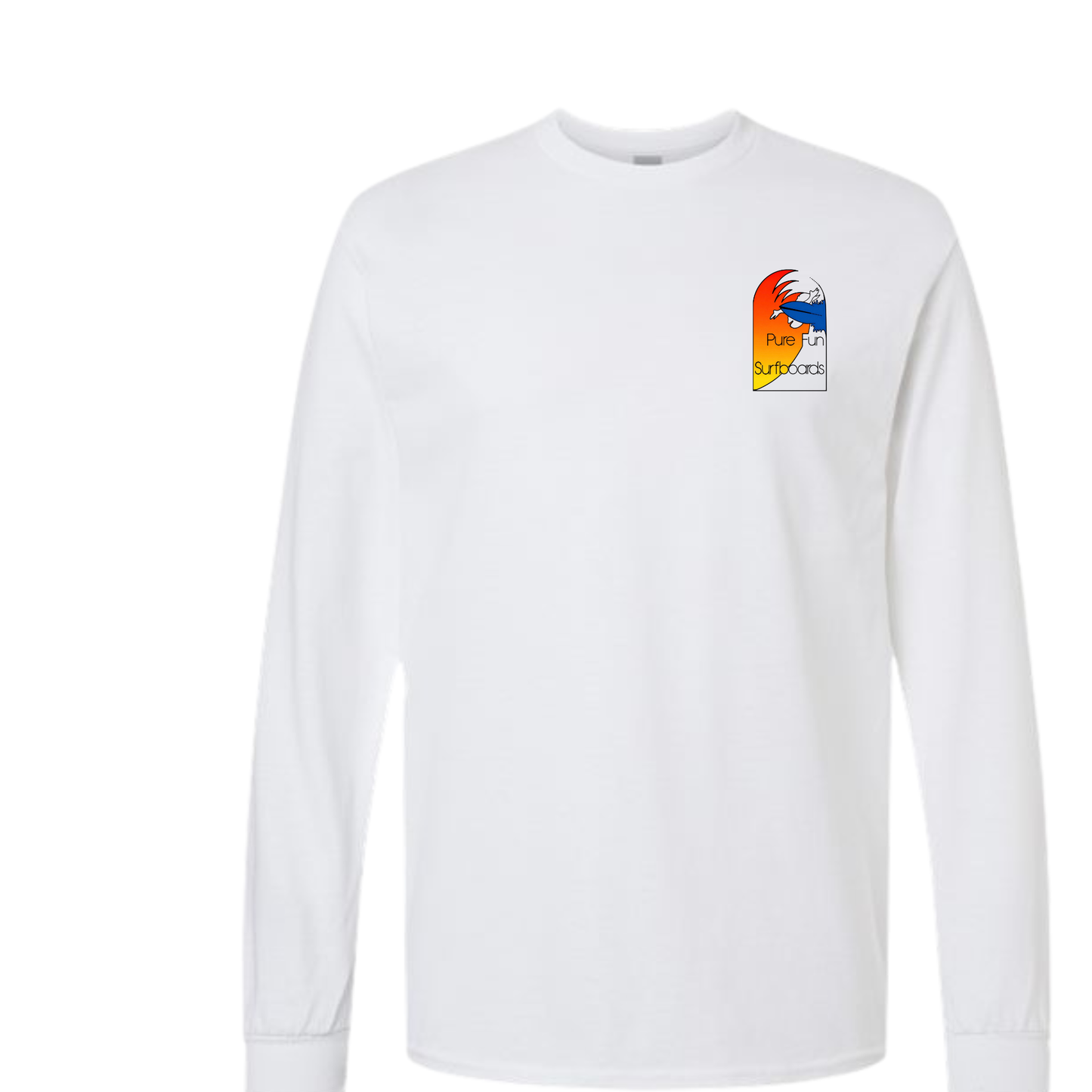 Byzak Surfboards Long Sleeve Tee Shirt- White w/Colorful Logo