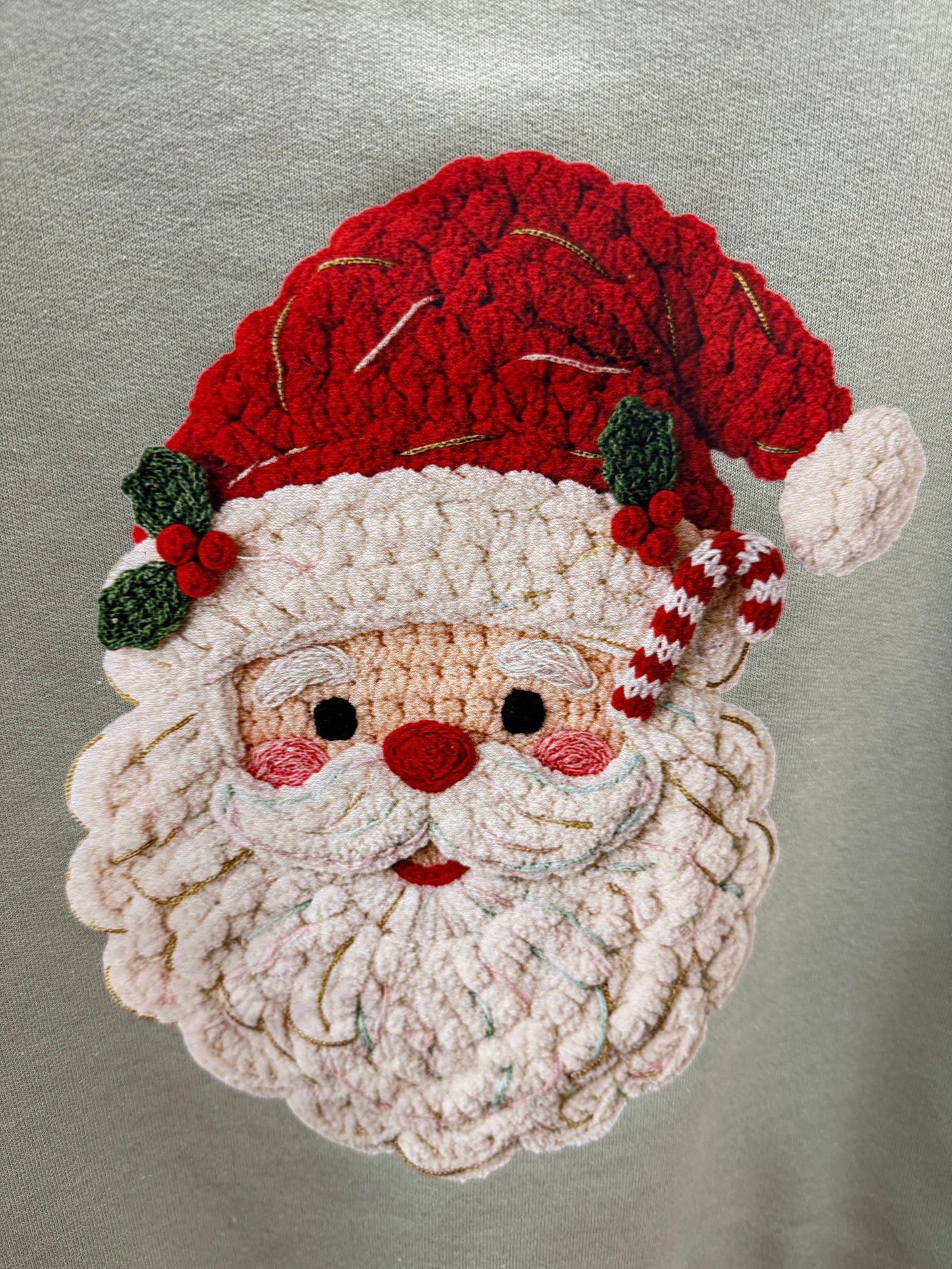 Faux Crochet Santa Christmas Sweatshirt