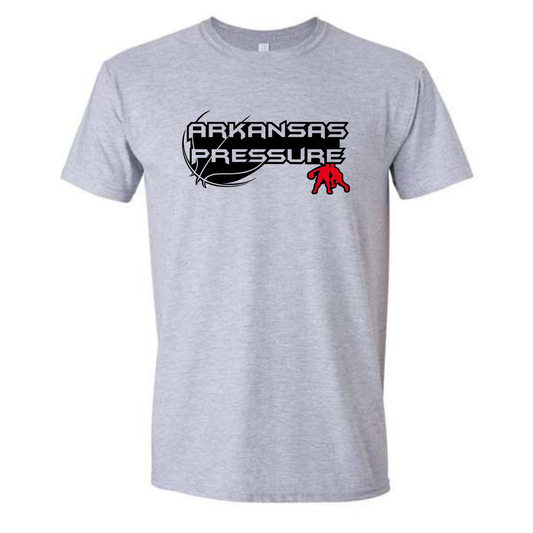Arkansas Pressure Dark Logo Tee Shirt, Crewneck Sweatshirt or Hoodie - Grey