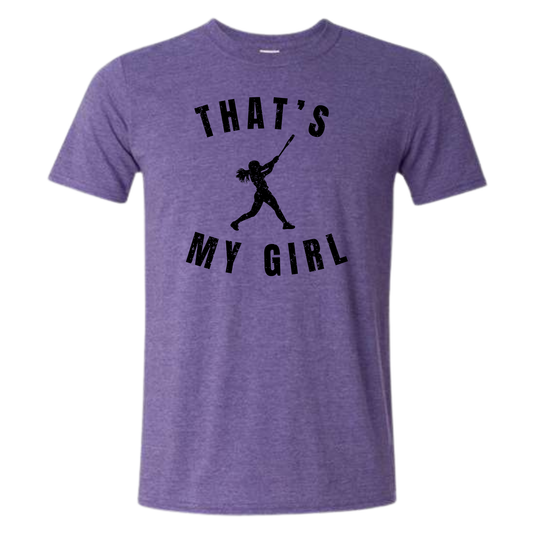 That's My Girl Softball Tee Shirt - Heathered Purple
