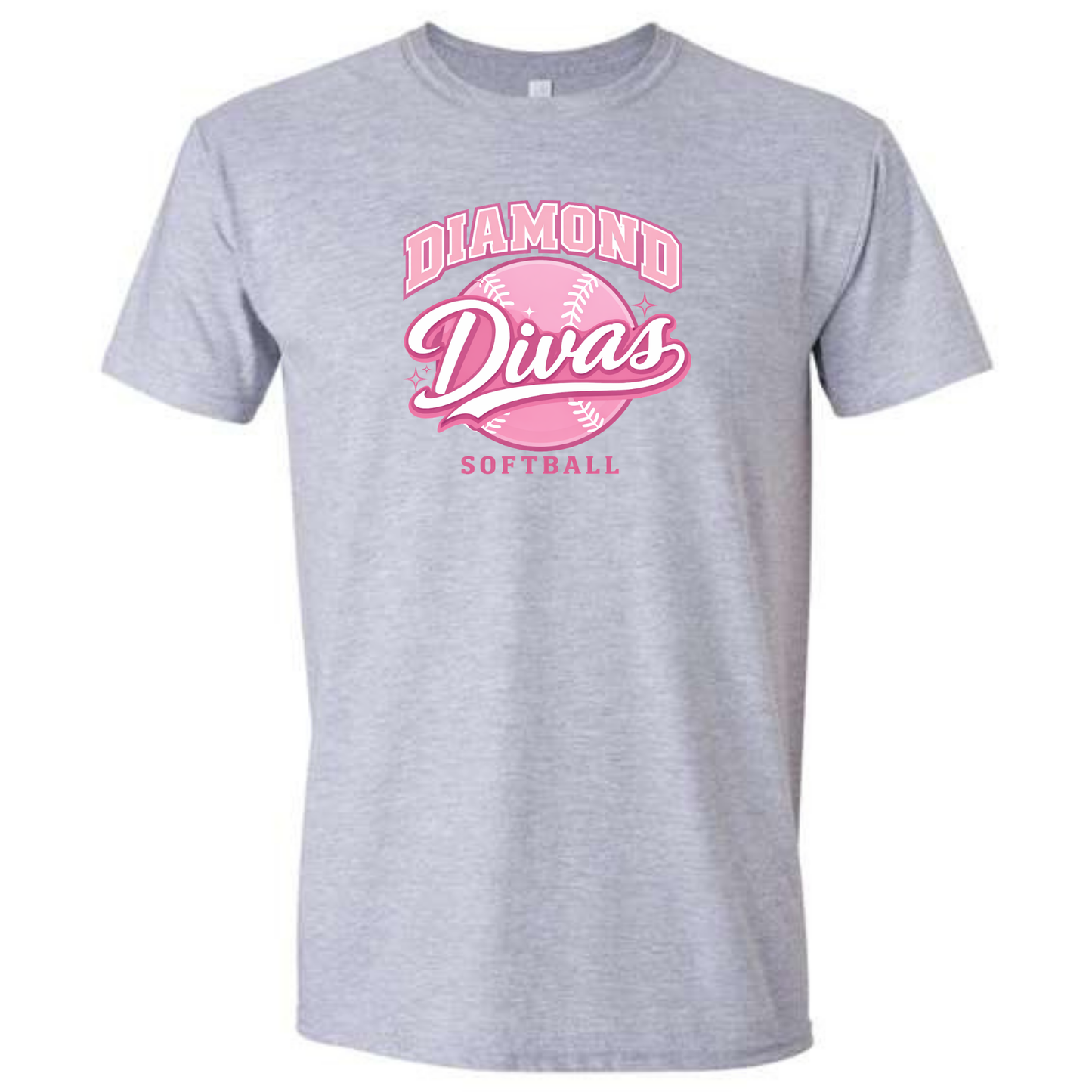 Diamond Divas Softball Tee Shirt - Grey
