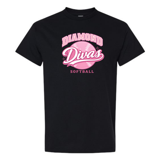 Diamond Divas Softball Tee Shirt - Black