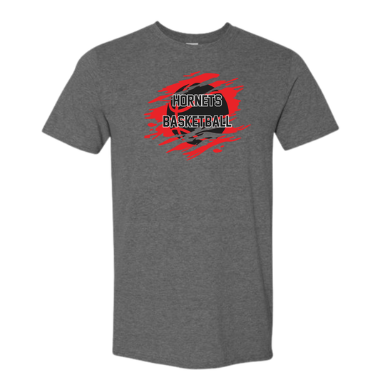 Hornets Basketball Distressed Basketball Tee Shirt