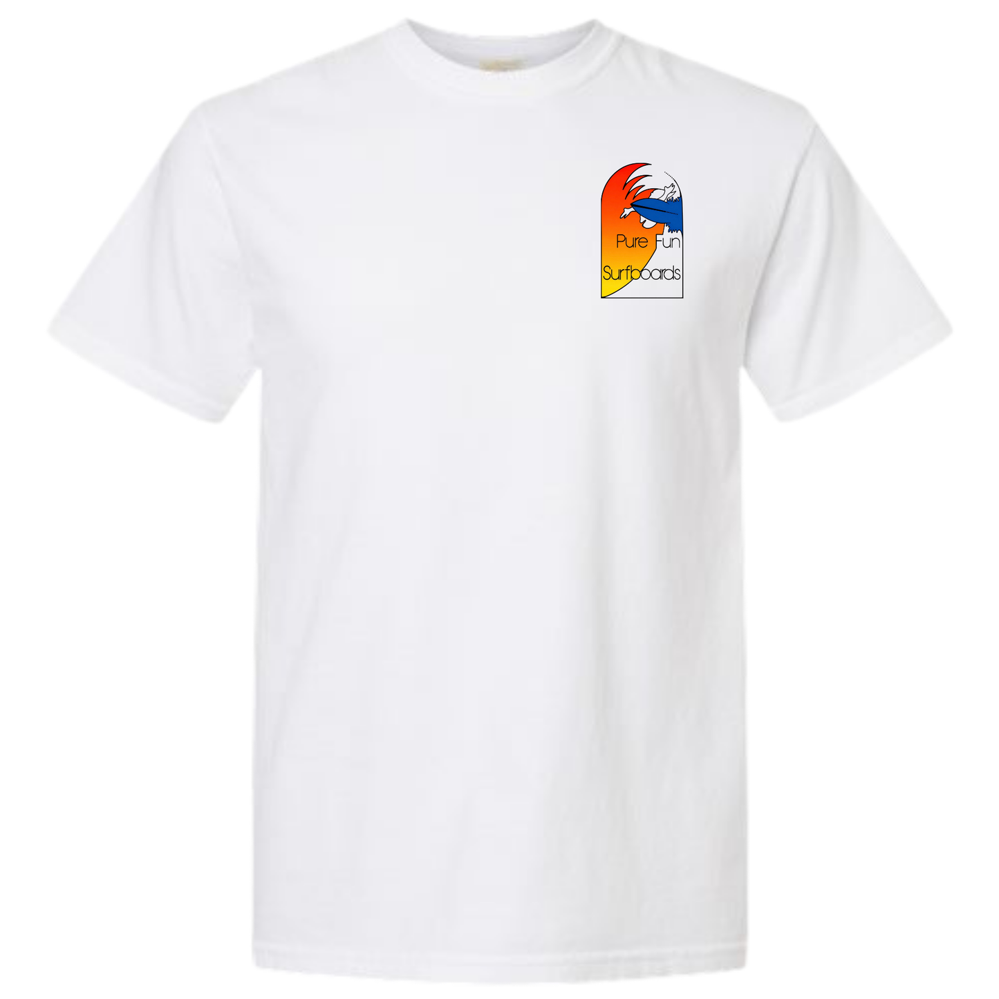 Byzak Surfboards Pure Fun T Shirt - White w/Colorful Logo