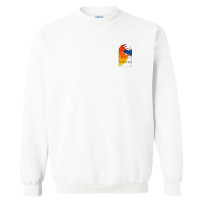 Byzak Surfboards Pure Fun Crewneck Sweatshirt- White w/Colorful Logo