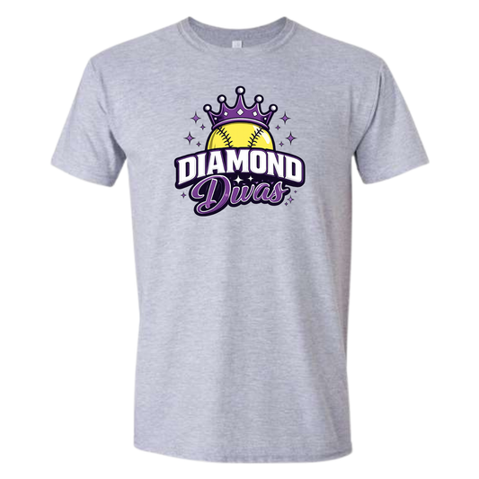 Diamond Divas Tiara Tee Shirt - Grey