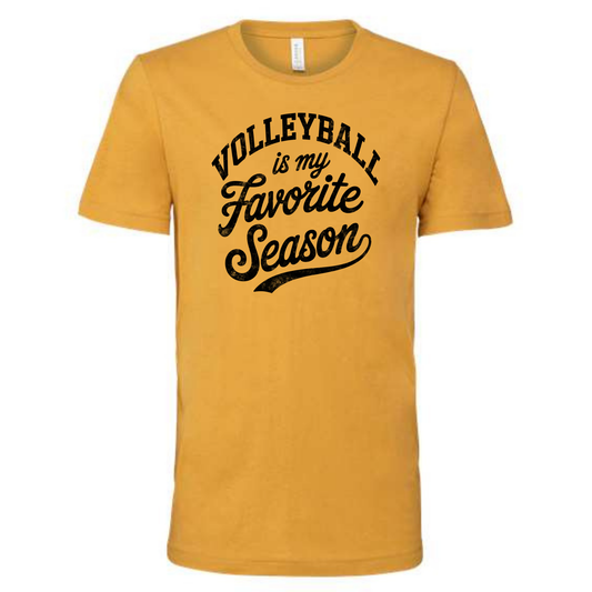 Volleyball is My Favorite Season Tee Shirt, Crewneck Sweatshirt or Hoodie - Mustard & Black