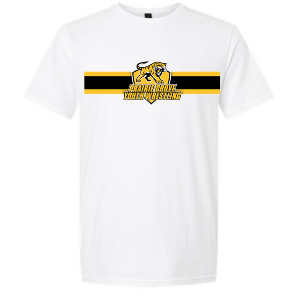 Prairie Grove Youth Wrestling T Shirt with Chest Stripes