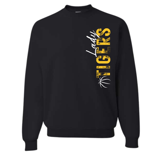 Lady Tigers Basketball Vertical Print Crewneck Sweatshirt