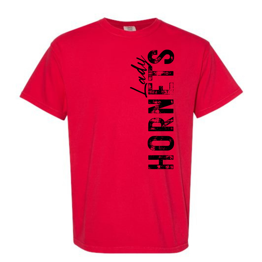 Lady Hornets Basketball Vertical Print - Red Tee Shirt, Crewneck Sweatshirt or Hoodie