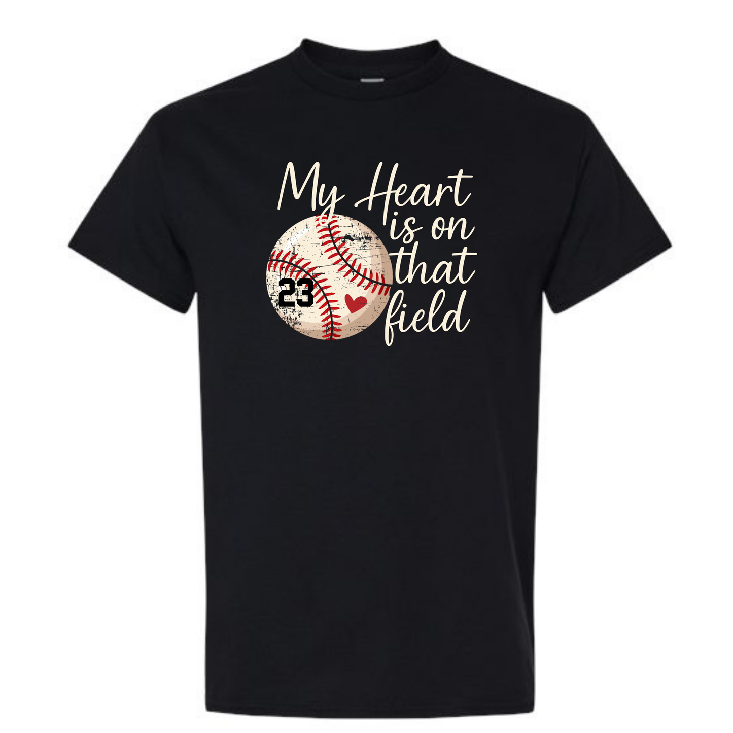 My Heart is on That Field Baseball Tee Shirt