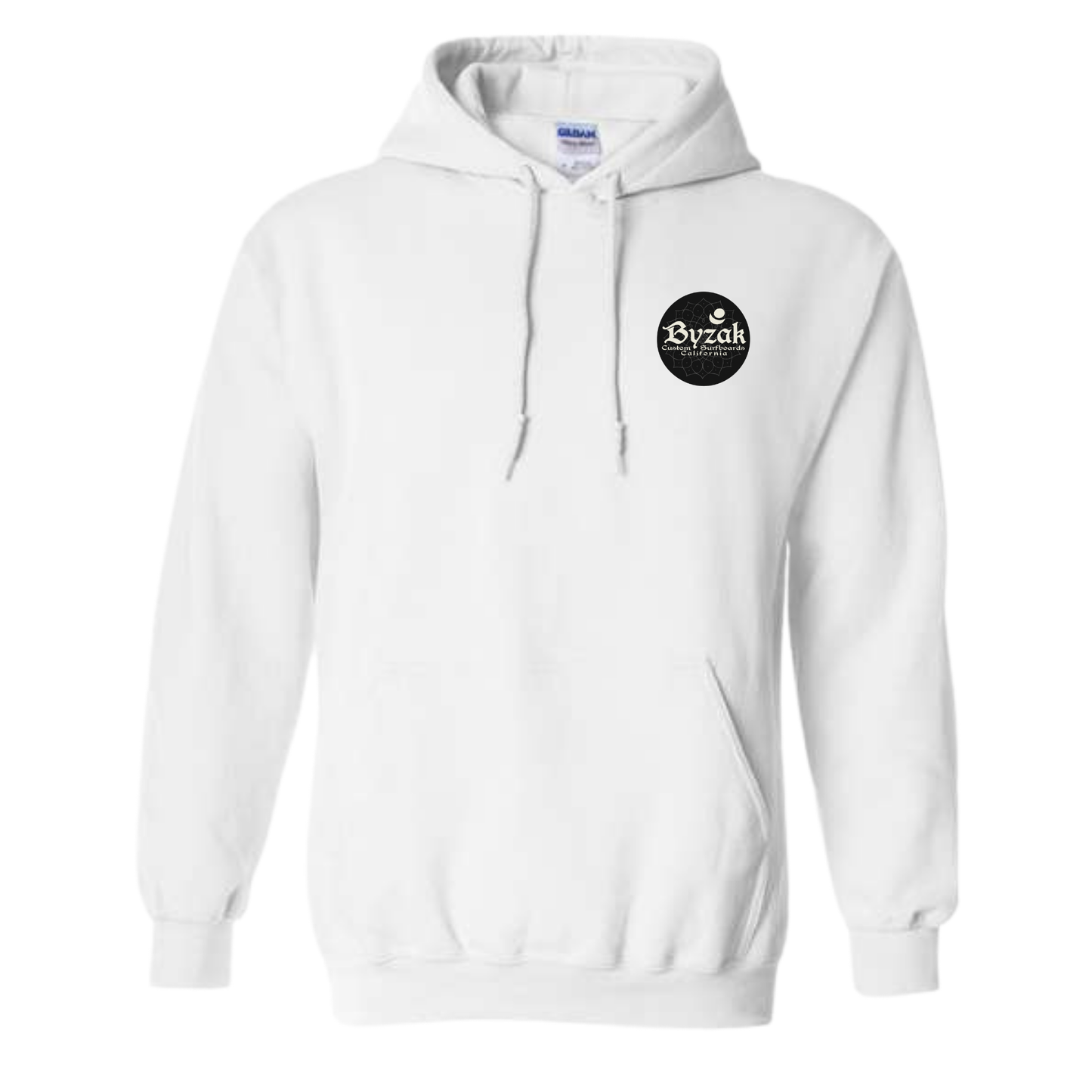 Byzak Surfboards Hoodie- White w/Black Logo