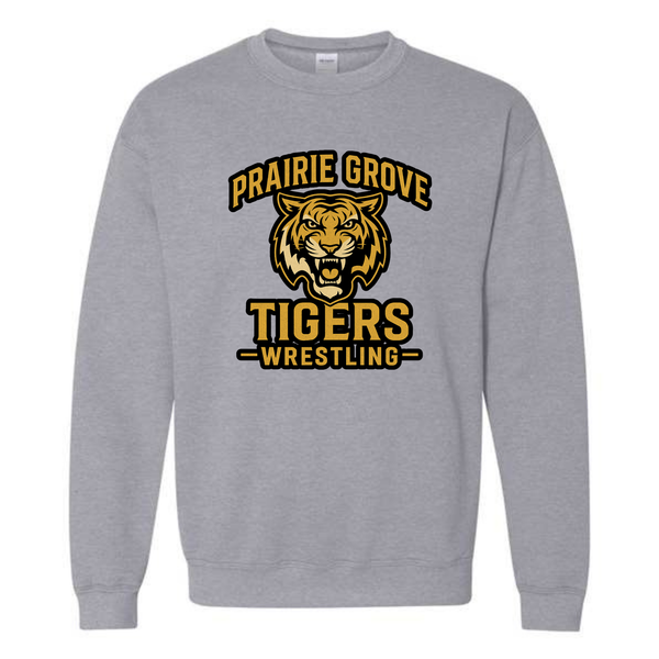 Prairie Grove Youth Wrestling Crewneck Sweatshirt - Tiger Roar