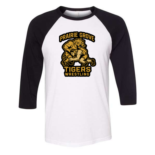 Prairie Grove Youth Wrestling - Tiger Raglan Tee Shirt