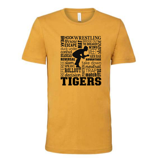 Tiger Wrestling Typography Tee Shirt