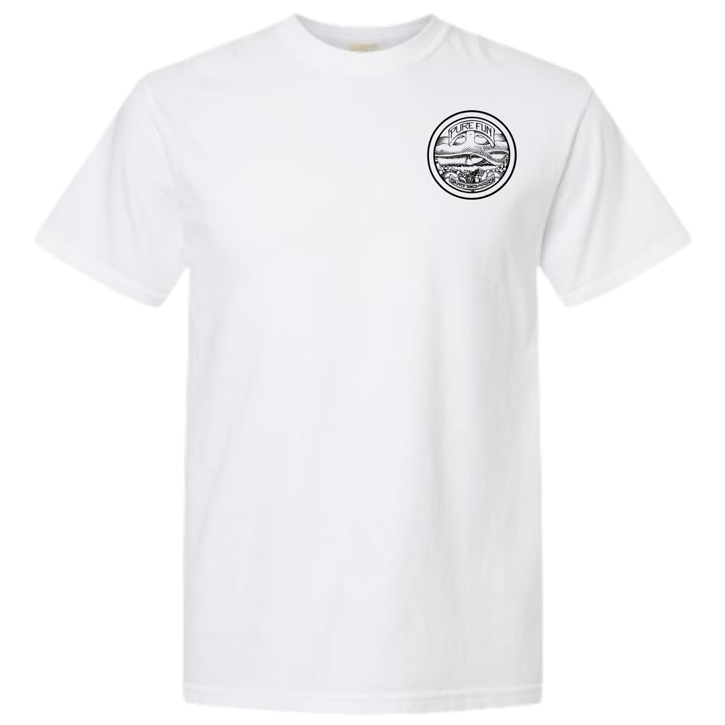 Byzak Surfboards Pure Fun T Shirt - White w/Black Logo
