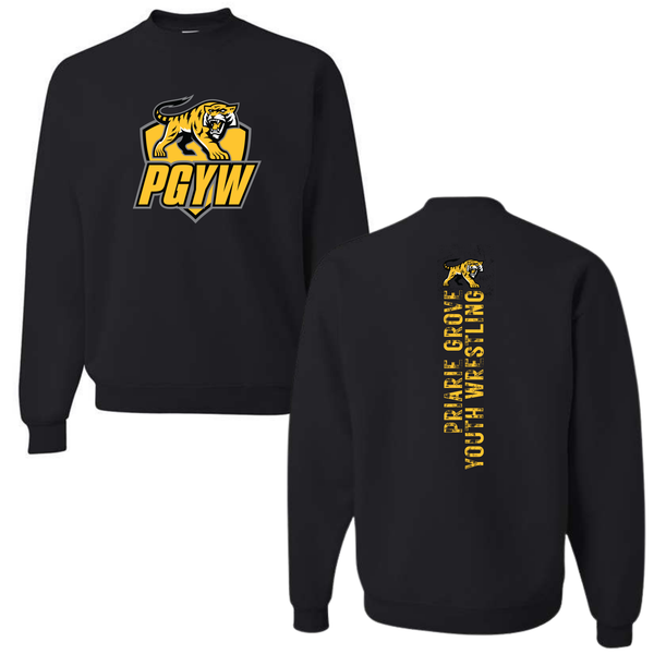 Prairie Grove Youth Wrestling Crewneck Sweatshirt with Back Print