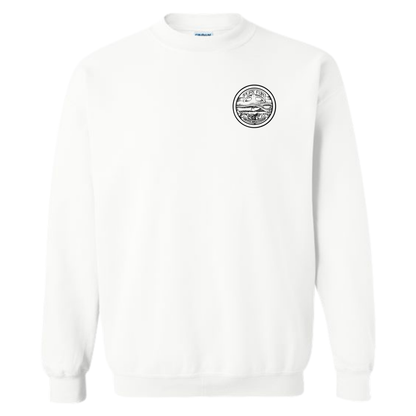 Byzak Surfboards Pure Fun Crewneck Sweatshirt- White w/Black Logo