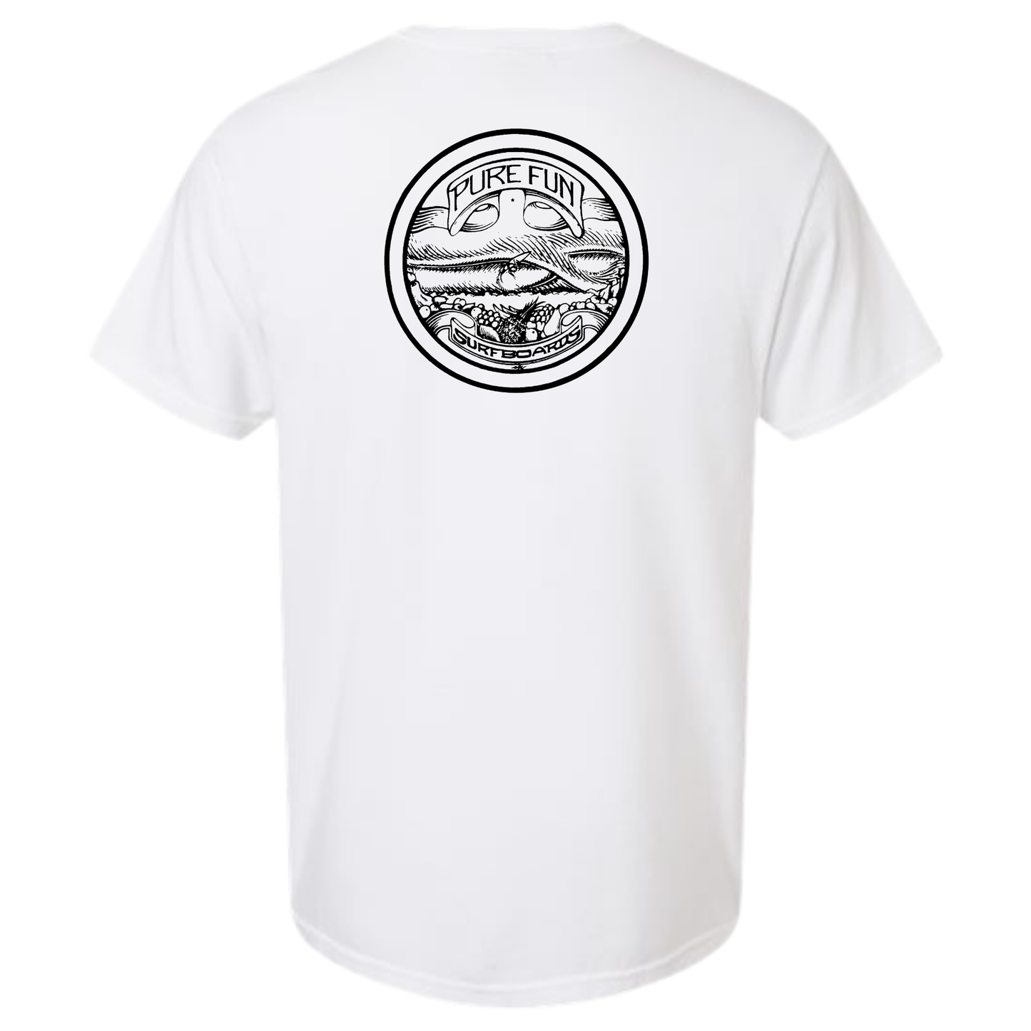 Byzak Surfboards Pure Fun T Shirt - White w/Black Logo