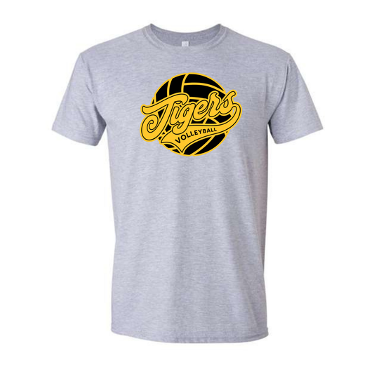 Tigers Volleyball Retro Ball Tee Shirt, Crewneck Sweatshirt or Hoodie - Grey