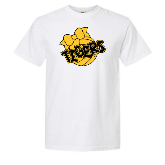 Tigers Volleyball Bow Tee Shirt, Crewneck Sweatshirt or Hoodie - White