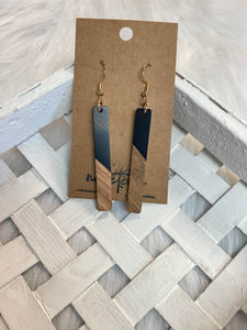 Resin & Wood Bar Earrings
