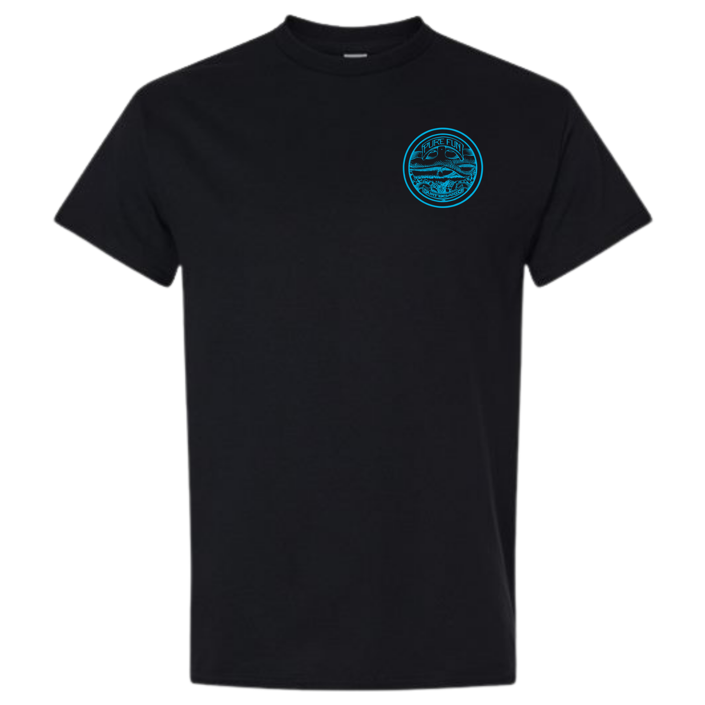 Byzak Surfboards Pure Fun T Shirt - Black w/Teal Logo