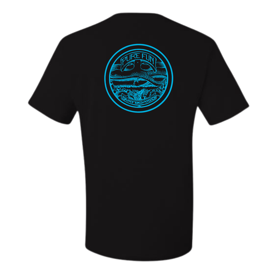 Byzak Surfboards Pure Fun T Shirt - Black w/Teal Logo