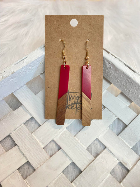 Resin & Wood Bar Earrings