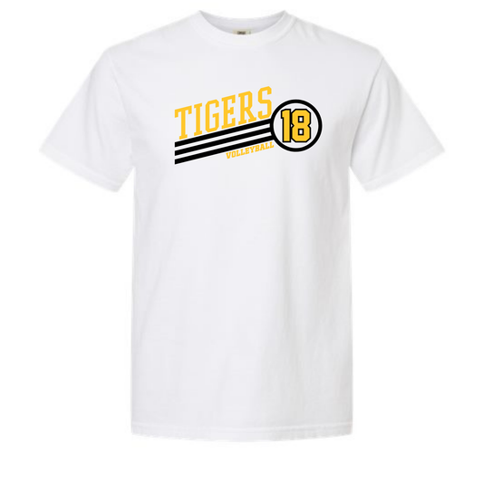 Tigers Volleyball Over the Net Tee Shirt, Crewneck Sweatshirt or Hoodie - White