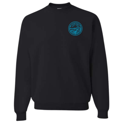 Byzak Surfboards Pure Fun Crewneck Sweatshirt- Black w/Teal Logo