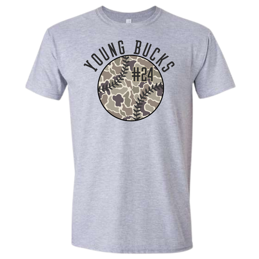 Young Bucks Camo Baseball Tee Shirt