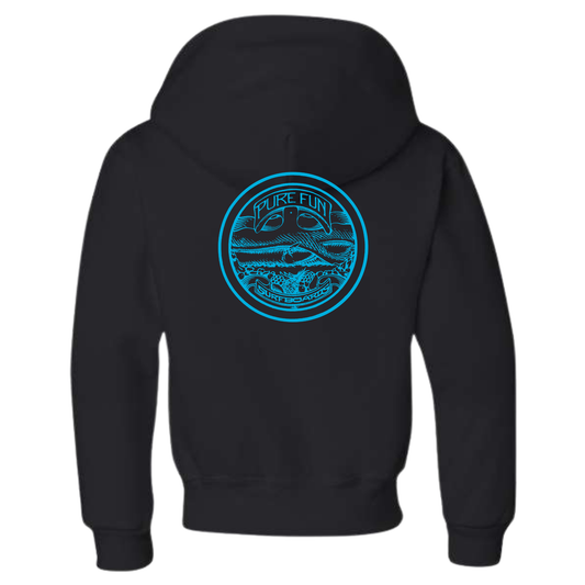 Byzak Surfboards Pure Fun Hoodie- Black w/Teal Logo