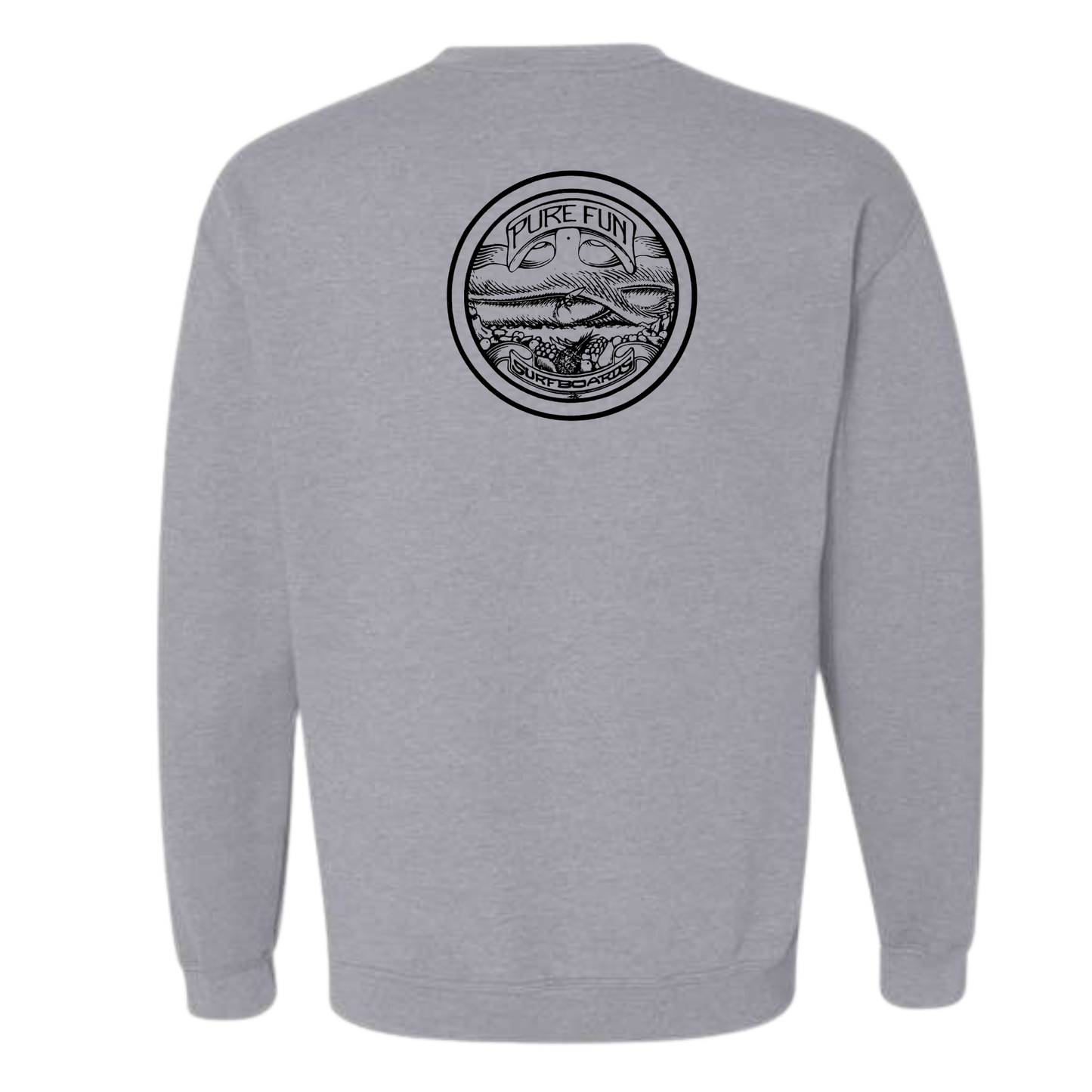 Byzak Surfboards Pure Fun Crewneck Sweatshirt- Grey w/ Black Logo