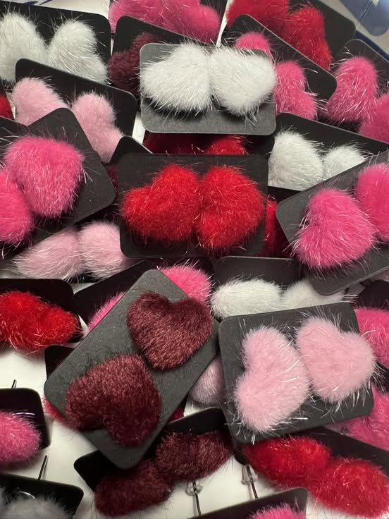 Fuzzy Heart Earrings