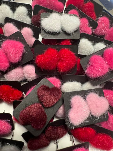 Fuzzy Heart Earrings