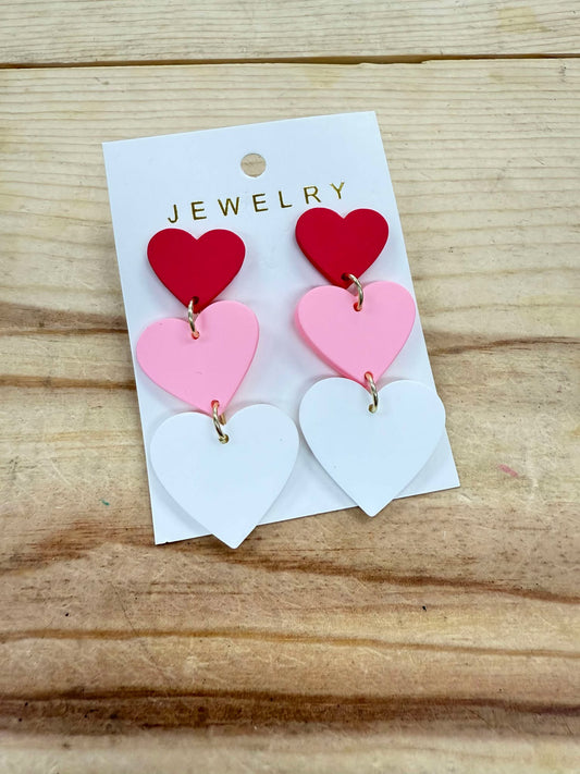 String of Hearts Matte Earrings