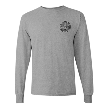 Byzak Surfboards Long Sleeve Tee Shirt- Grey w/Black Logo