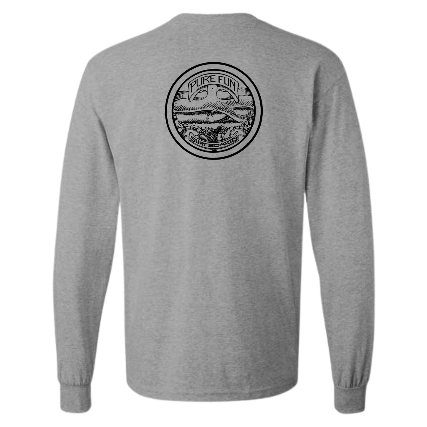 Byzak Surfboards Long Sleeve Tee Shirt- Grey w/Black Logo