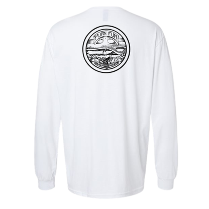 Byzak Surfboards Long Sleeve Tee Shirt- White w/Black Logo