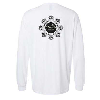 Byzak Surfboards Long Sleeve Tee Shirt- White w/Black Logo