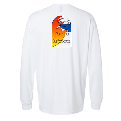Byzak Surfboards Long Sleeve Tee Shirt- White w/Colorful Logo