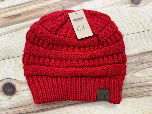 Fleece Lined C.C. Beanie  - Red